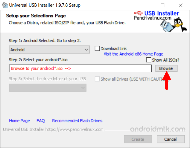 parcourir l'installateur USB universel