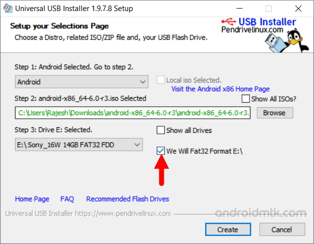 installateur universel usb fat32